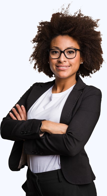 Young professional woman smiling with hands crossed